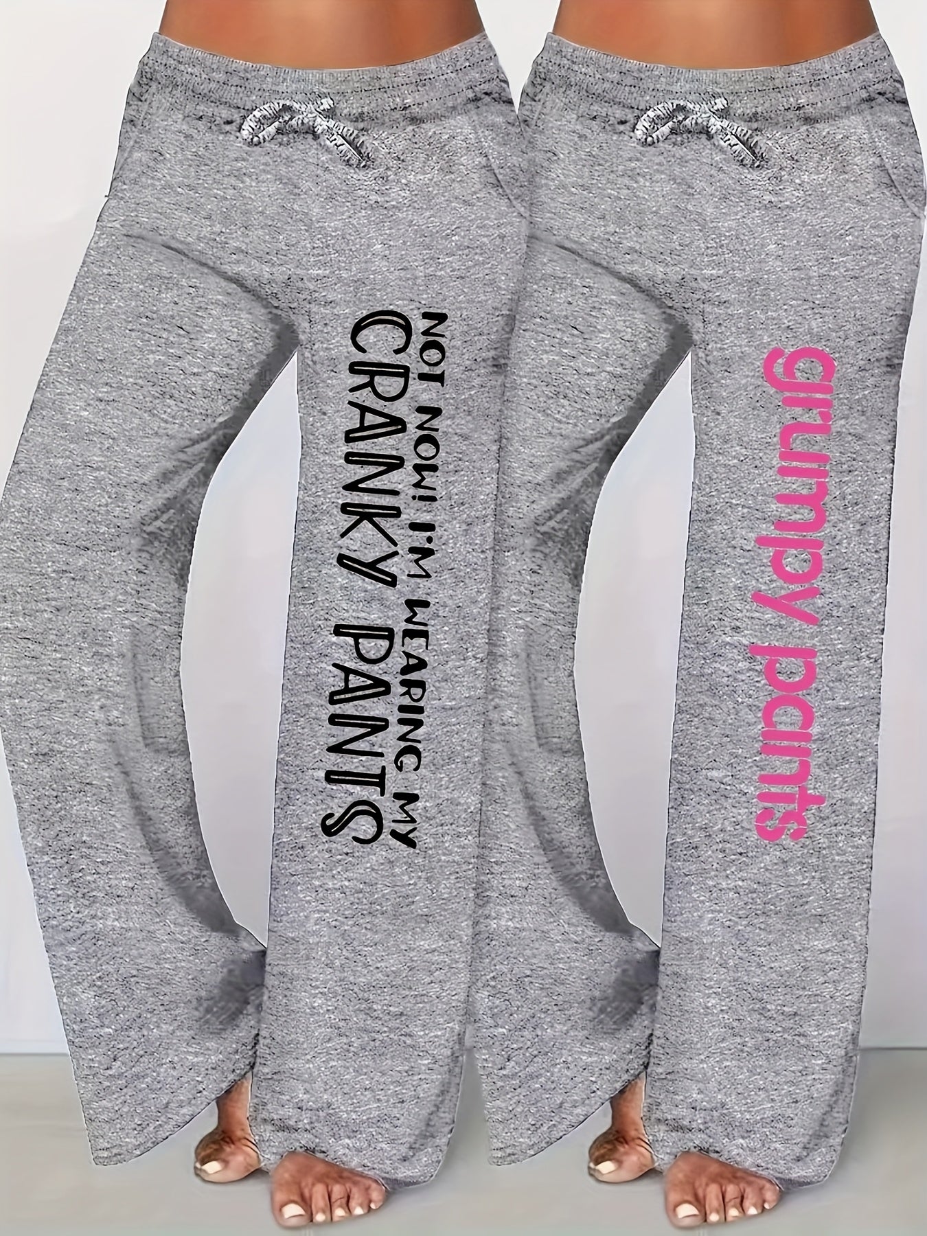 Women'S Casual Drawstring Pants with "Not Cranky, I'm Wearing My Grumpy Pants" Print - All-Season, Straight Leg, Comfortable, Relaxed Fit, Allseason Pants | Playful Print Pants | Comfortable Fit